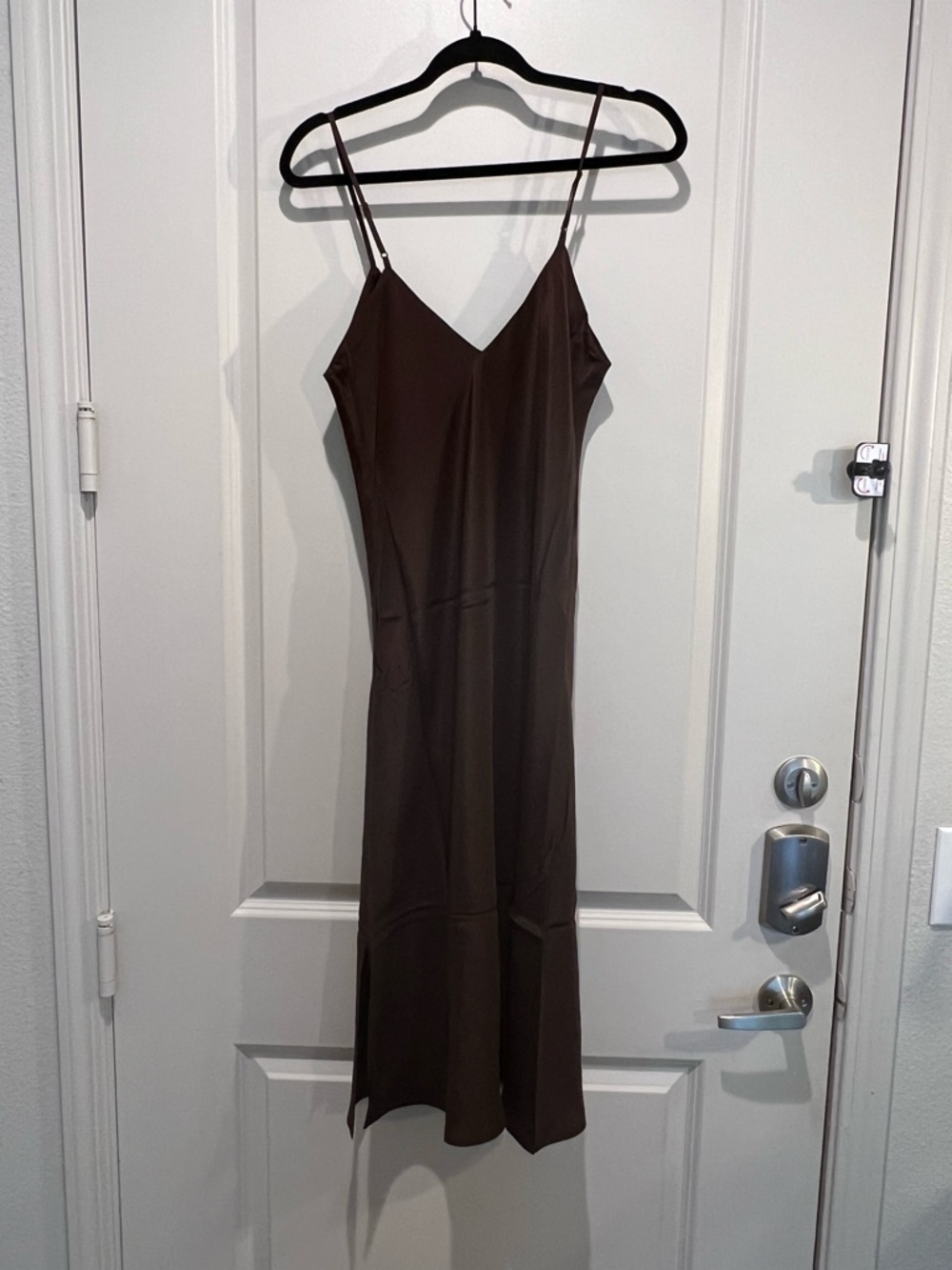 Gold Hawk Dark Chocolate Silk Slip Dress Size S NWT - Picture 3 of 7